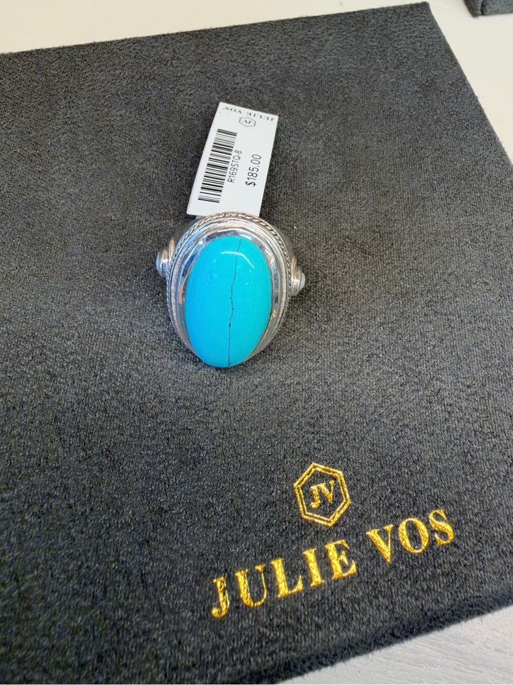 Julie Vos Silver Ring with Bright Turquoise Stone